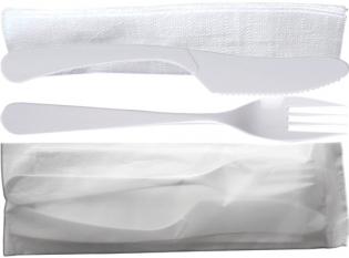 CCE20 - Kit Couteau, fourchette, serviette en PLA - Gris, 185mm