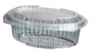 Visuel du produit BCH407 - Barquette ovale avec couvercle en PET - Transparent, 750ml, 210x135 h 65mm