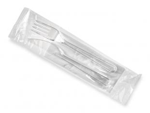 Visuel du produit CEL8S - Kit Couteau, fourchette, serviette en PS - Transparent, 180mm